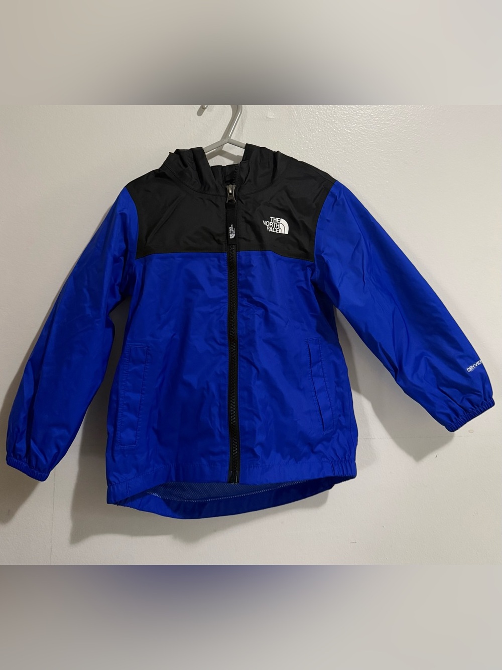 The North Face Blue and Black Kids' Hooded Rain Jacket